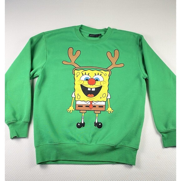 Nickelodeon Sponge Bob Square Pants Christmas Sweatshirt Adult Size Small Unisex - Picture 1 of 7